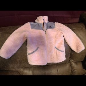 Girls 5/6 Reebok fuzzy light pink jacket.